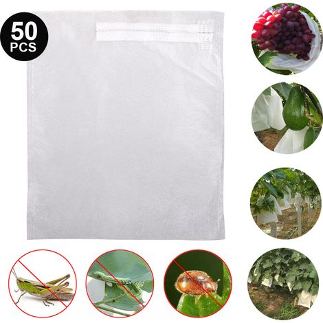 Sac de Protection des fruits, 50 pièces, 18x20cm, filet respirant en tissu Non tissé pour Orange, pêche, raisin (1/5)