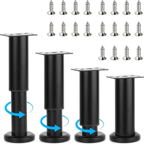 Juego de 4 patas para muebles, ajustables, con soporte de 18 a 30 cm, ideales para sofás, camas y armarios.