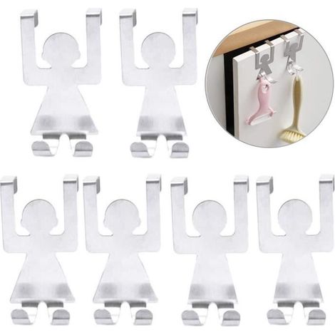 Patère - Crochets en Acier Inoxydable - 6 Pcs - Pour Porte Intérieure, Cuisine, Salle de Bain (1/4)