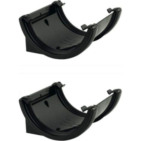 112mm Half Round Fascia Gutter Union Bracket - Black - Pack of 2 (1/2)