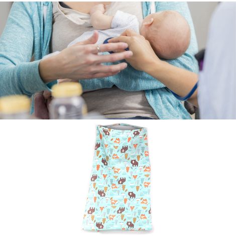 Stillschürze, atmungsaktiv, bietet dem Baby beim Stillen Privatsphäre, mit elastischen Schultergurten, blau. (1/5)