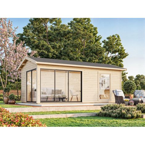 Abri de jardin en bois Amanda 17,1 m2 Slide Naturel (1/5)