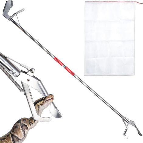 Outil Saisie Serpent, Pince Serpent Mâchoires Larges avec Sac à Serpent Conception Dentelée Pince Bâton Préhension Serpent Outils Manipulation de Serpent pour Souris, Ramassage des Déchets (1/5)