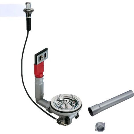 Automatischer Spülbeckenablauf, mit rechteckigem Überlauf und Drehknopf, verchromt (1/5)