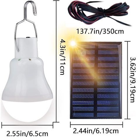 Lampe de jardin LED solaire, lot de 2 lanternes portables rechargeables par USB avec panneau solaire, lampe de camping 110 lumens pour cuisine intérieure et extérieure (1 unité)-AquaForge
