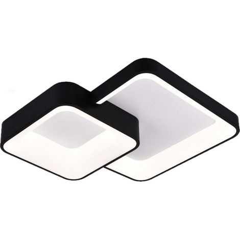 TRADE SHOP - Plafoniera Soffitto Led 58w 2 Quadrati Lampadario Cct 3 Colorazioni 3000k A 6500k C59-3c - Nero (1/5)
