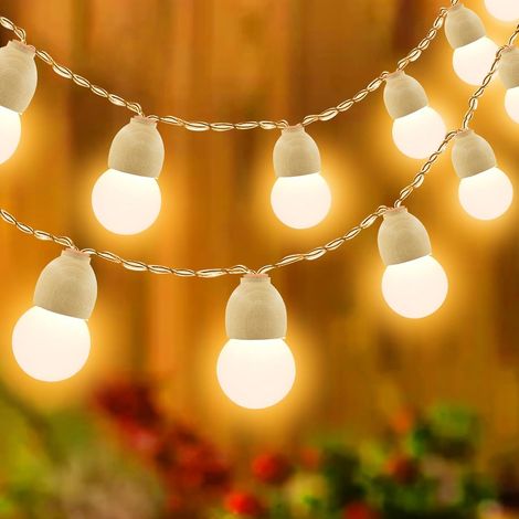 Guirlande Lumineuse Exterieure, 10m 100 LEDs Guirlande lumineuse LED à Pile, Étanche IP65, 8 Modes avec Télécommande Idéale pour le Balcon, Chambres, Noël Décoration (Blanc Chaud) (1/5)