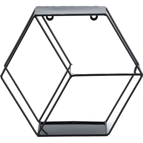 Étagère murale hexagonale en fer forgé noir, décoration pour chambre, salon ou bureau