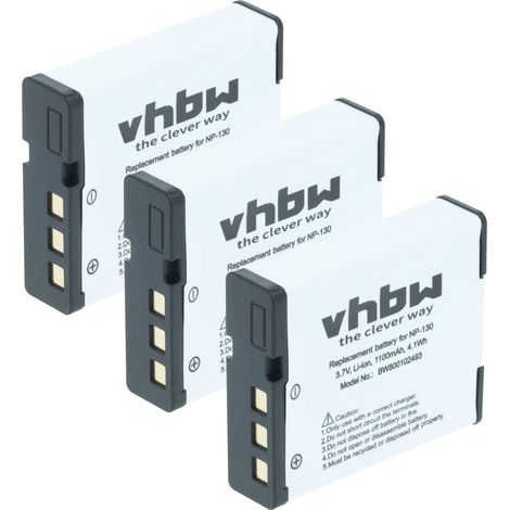 vhbw 3x Akku Ersatz für Casio NP-130, NP-130A für Kamera (1100 mAh, 3,6 V, Li-Ion) (1/5)