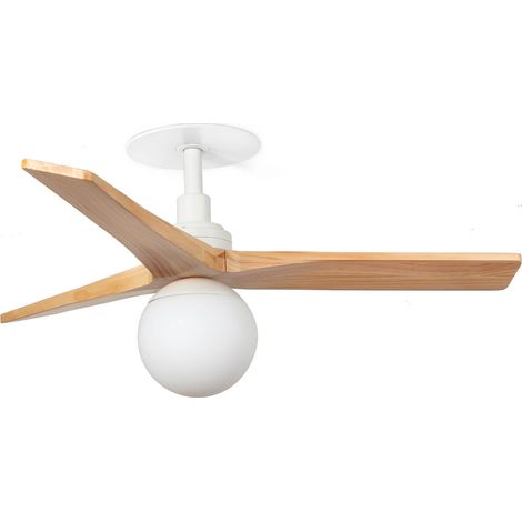 Faro Klim Ventilateur de plafond encastré Klim, petit modèle, LED, blanc mat, pales en pin