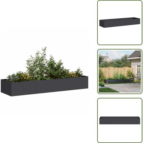 Jardinière noir 280x80x40 cm acier - Jardinière - Jardinières - Pot De Fleurs - Support De Jardinière (1/5)