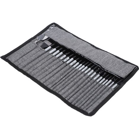 Ensemble de 24 pinceaux en nylon et laine, manche en bois, avec pochette, pour peinture acrylique et aquarelle (gris) (1/5)