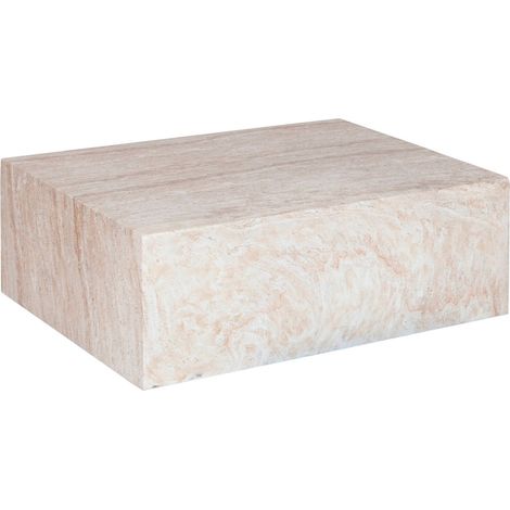 Table basse design fibre de verre effet travertin style néoclassique - Beige effet pierre travertin (1/4)