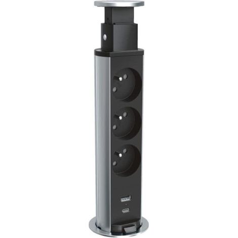 Legrand Versenkbare Steckdosenleiste Aluminium 3 USB-Anschlüsse