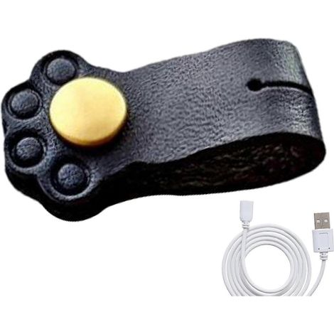 Enrouleur de câble pour écouteurs en cuir attaches à motifs portable Noir (1/5)
