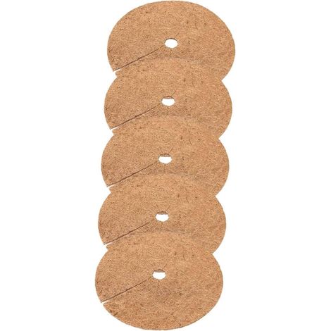 5pcs Cocon Fibre Paillis Anneau Protecteur Anti-Mauvaises Herbes Couvre-Sol Rond Jardin Arbre Paillasson Naturel Tissu Paillage Prévention Herbes (1/5)