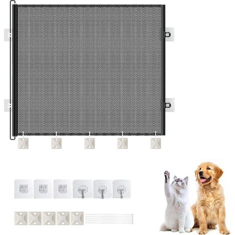 Barrière de sécurité rétractable 150 cm – Verrouillage à une main – Tissu en maille robuste – Pour enfants et animaux (1/5)