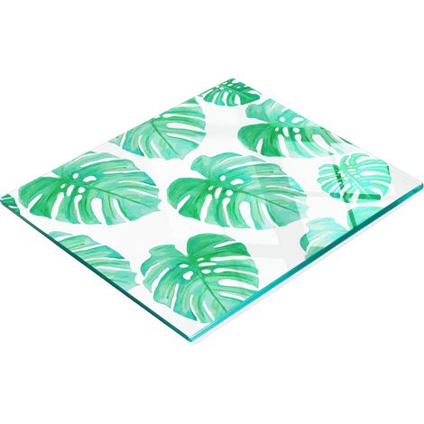 Tabla de cortar decorativa de vidrio templado Monstera para cocina, 60x52 cm (1/5)