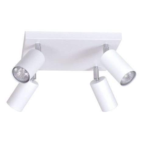 Plafonnier spots orientables carré blanc/chrome 4xGU10 Kayla