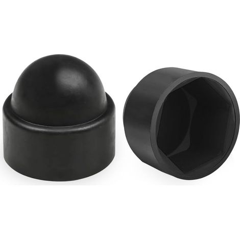 M10-Mutternkappen, 25 Stück, Kunststoff-Schutzkappen für 17-mm-Schlüssel, Schraubenabdeckungen für Muttern und Sechskantköpfe, Schwarz (1/5)