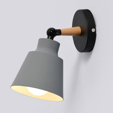 Applique murale industrielle en métal gris, luminaire moderne E27 Edison pour salon, chambre, cuisine, bar, couloir, salle à manger, loft (1/5)