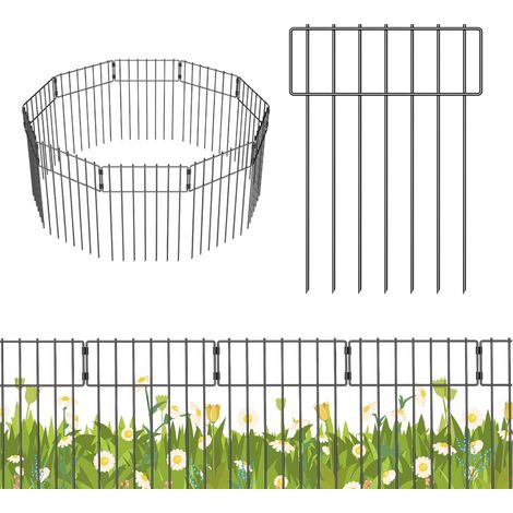 Clôture de jardin, bordure de barrière pour animaux, 43,2 x 30,5 cm, panneau de clôture en métal court pour jardin, cour, parterres de légumes et de fleurs (10 tablettes) (1/5)