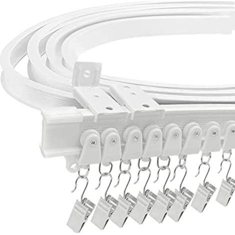 Tringle à rideaux, Rail de rideau de plafond flexible pour baie vitrée, environ 5 m, pliable courbe support mural en plastique robuste pour séparateur de chambre (1/5)
