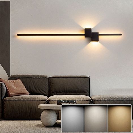 Applique murale LED 60 cm, lampe de chevet créative, éclairage décoratif d'intérieur, 3 températures de couleur réglables, noir (1/4)