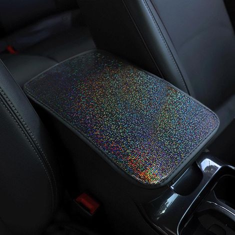 Appui-bras de voiture en similicuir, housse de protection pour console centrale, coussin décoratif bicolore noir et or, accessoire intérieur auto, élégant et résistant, taille universelle (1/5)