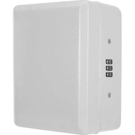 Coffret à Clés Mural Sécurisé 6 Crochets Blanc en Métal Serrure Antieffraction pour Gestion Clés Automobile Et Immobilière Bureau Maison