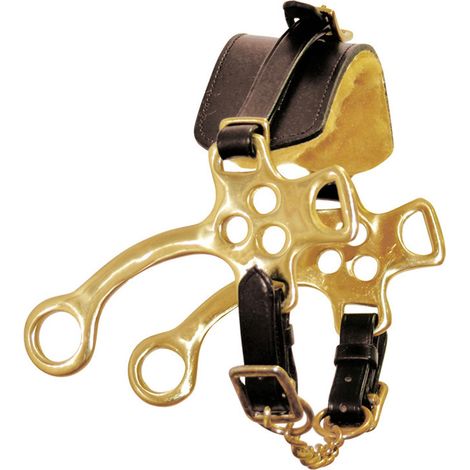 UMBRIA EQUITAZIONE HACKAMORE OTTONE C/NASALINA CUOIO MARRONE (1/3)