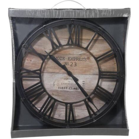 Horloge murale vintage en bois noir, 39 cm, style rétro (1/3)