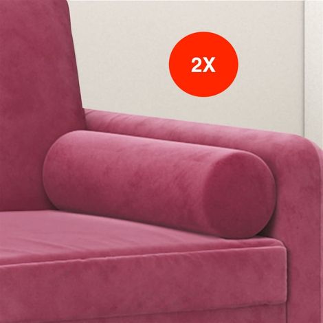 2 Coussins décoratifs Rouge Ø15x50 cm En Velours. Idéal Salon, Sofa et Canapé (1/5)