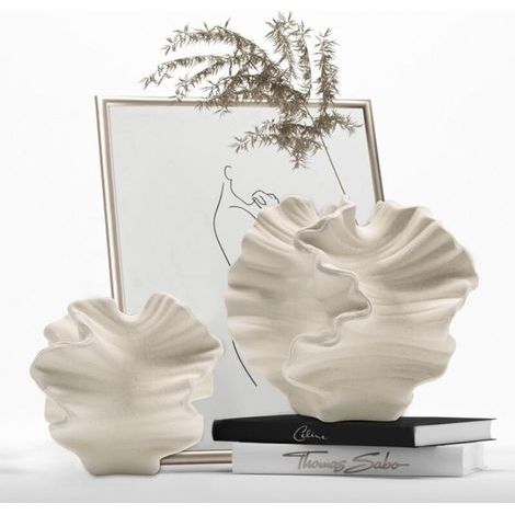 Set aus 2 Vasen für die Inneneinrichtung, Pampasgrasvase in Form einer weißen Blume, minimalistischer nordisch-bohemischer Stil, geeignet für moderne Landhaus-, Wohnzimmer- und Küchendekoration. (1/5)
