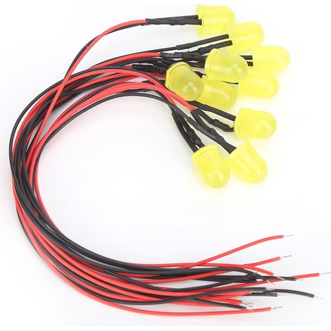 Lot de 50 perles LED chromatiques 10mm 12V 0.06W avec fil 20cm 26AWG pour accessoires industriels - Jaune et jaune (1/5)