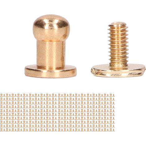 200er-Set Chicago-Schrauben, Rundkopfnieten 7x5 mm, DIY-Handwerk, reine Kupfer-Rundkopfnieten, Ledernieten für Handtaschen, Gold (1/5)