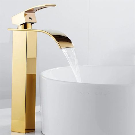 Waschbeckenarmaturen aus Messing, eckige Badarmatur, Einhebel-Waschtischarmatur, Aufsatz-WC, Warm- und Kaltwassermischer (1/5)