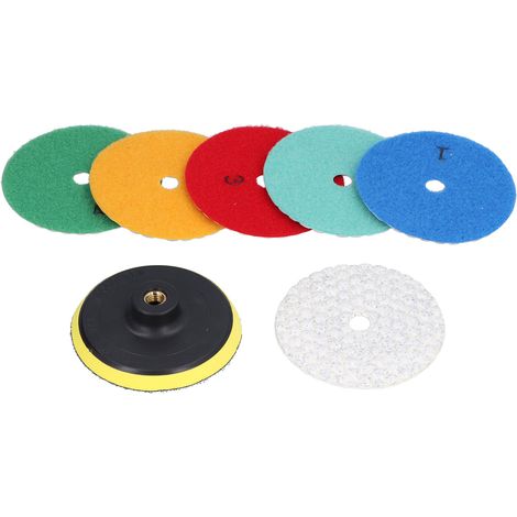 Disque diamant sec 6 pièces + support polissage pour granit et marbre 4" (1/5)