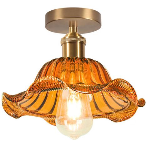royaluxe- Plafonnier En Verre Plafonnier Rétro Lustre Moderne E27 Pour Couloir Cuisine Salle À Manger Marron (1/5)