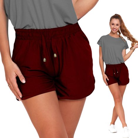 Pantaloncini da donna Pantaloncini comodi Pantaloncini sportivi corti moraj XXL rosso vino (1/5)