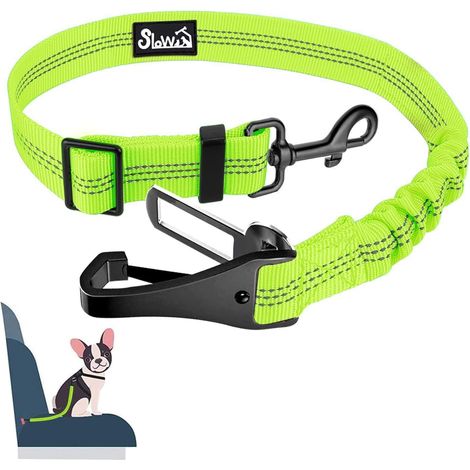 Hunde Sicherheitsgurt für Auto mit Ruckdämpfung, 3-in-1, verstellbar, 70cm Grün (1/5)