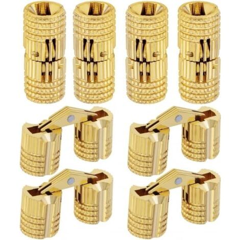 Lot de 8 Charnières Invisibles en Laiton de 10mm, Charnières Caché Angle d'ouverture de 180 Degrés pour Boîte à Bijoux, Coffret Cadeau, Plans de Travail (10mm) (1/5)