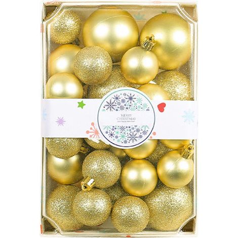 26 bruchsichere Weihnachtskugeln für Baumschmuck, glitzernde Hängekugeln, Anhänger, Gold (1/5)