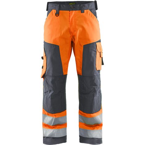 Pantalón de trabajo de alta visibilidad 1566 - Naranja fluorescente/Gris antracita S - FR(40) - SE(C46) - Corto
