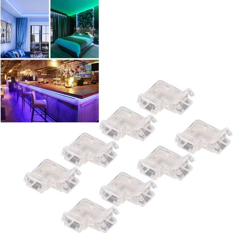 10 mm L-förmiger Stecker, 4-poliger RGB-LED-Streifenstecker, lötfreier Adapter-Anschlussverlängerungsanschluss, lückenloser transparenter Stecker für COB-LED-Streifen. (1/5)
