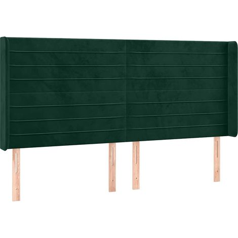 Testiera Testata del letto ad Orecchio Verde Scuro 183x16x118/128 cm in Velluto (1/5)