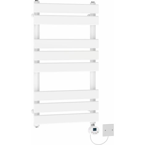 White Flat Panel Electric LCD Display Thermo Heated Towel Radiator Prefilled 800x450mm 400W (1/5)