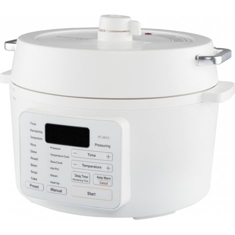 Iris Ohyama, All-in-One-Multikocher, Schnellkochtopf und Reiskocher, 12-in-1, PC-MA3, Weiß