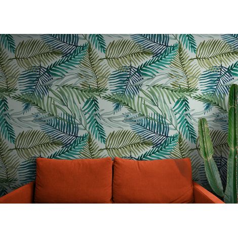 Papier Peint Feuillage - Motifs Tropicaux Aquarelle - 150 x 250 cm (1/2)