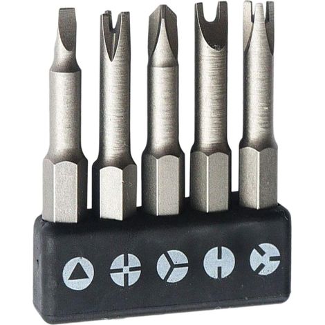 Embouts de tournevis  Lot de 5 embouts de tournevis en alliage CRV - En forme de U en Y - Croix intérieure triangulaire à trois points - Outil pour la maison, les travailleurs